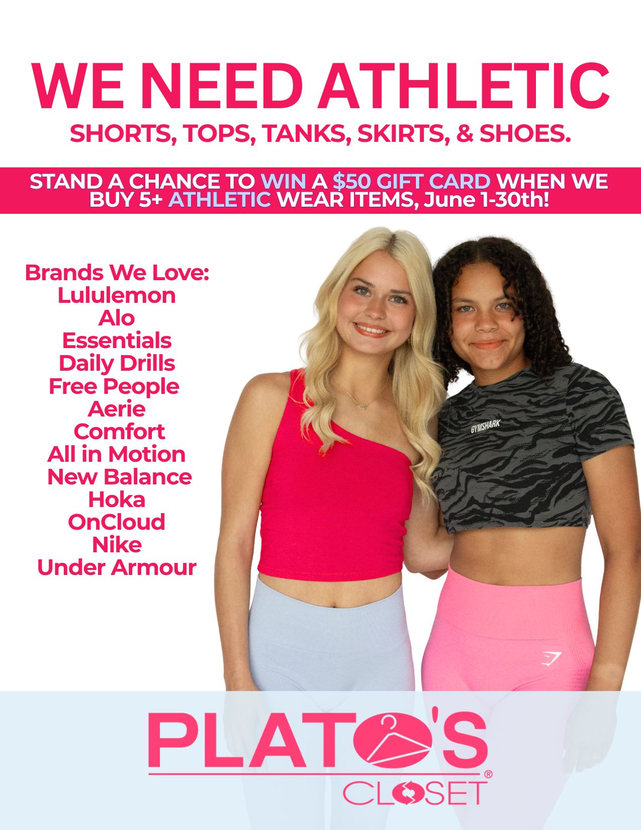 We NEED Your Athletic Wear! Be Entered in a Chance to Win a $50 Gift Card When We Buy 5+ Athletic Wear Items.